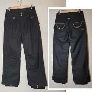 Roxy Kjersti Buaas Black Snowboard Pants Gold Chain 6-pocket Limited Edition M